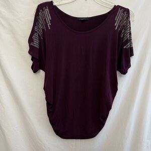Espresso Cold Shoulder Dark Plum Women's Top, L